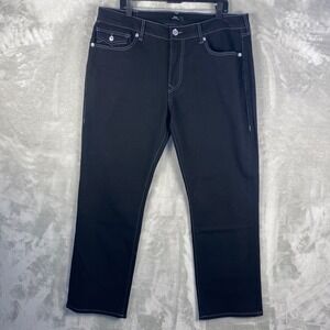True Religion Ricky Relaxed Straight Black Jeans Men W36 L30 Contrast Stitch NWT